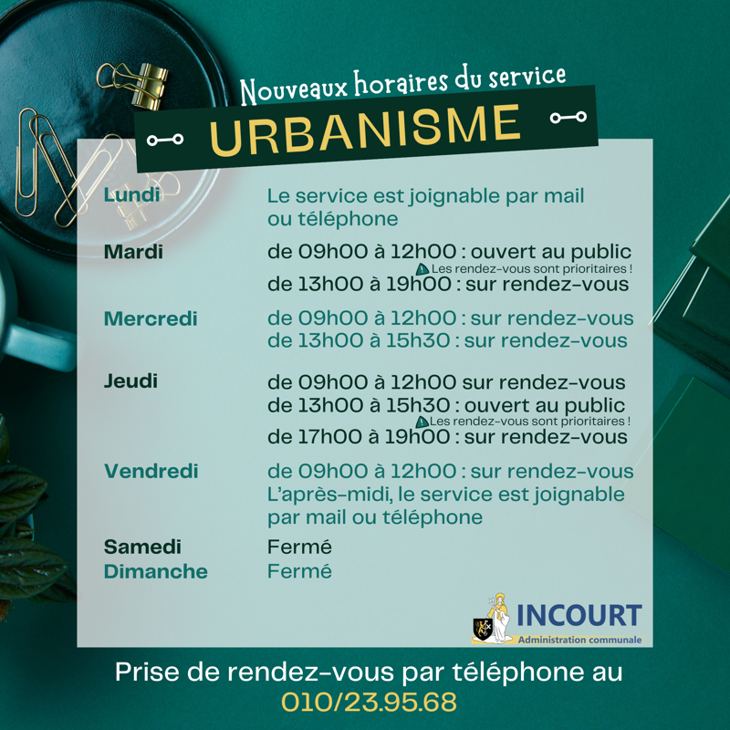 20250205   Urbanisme   Horaires Urbanisme